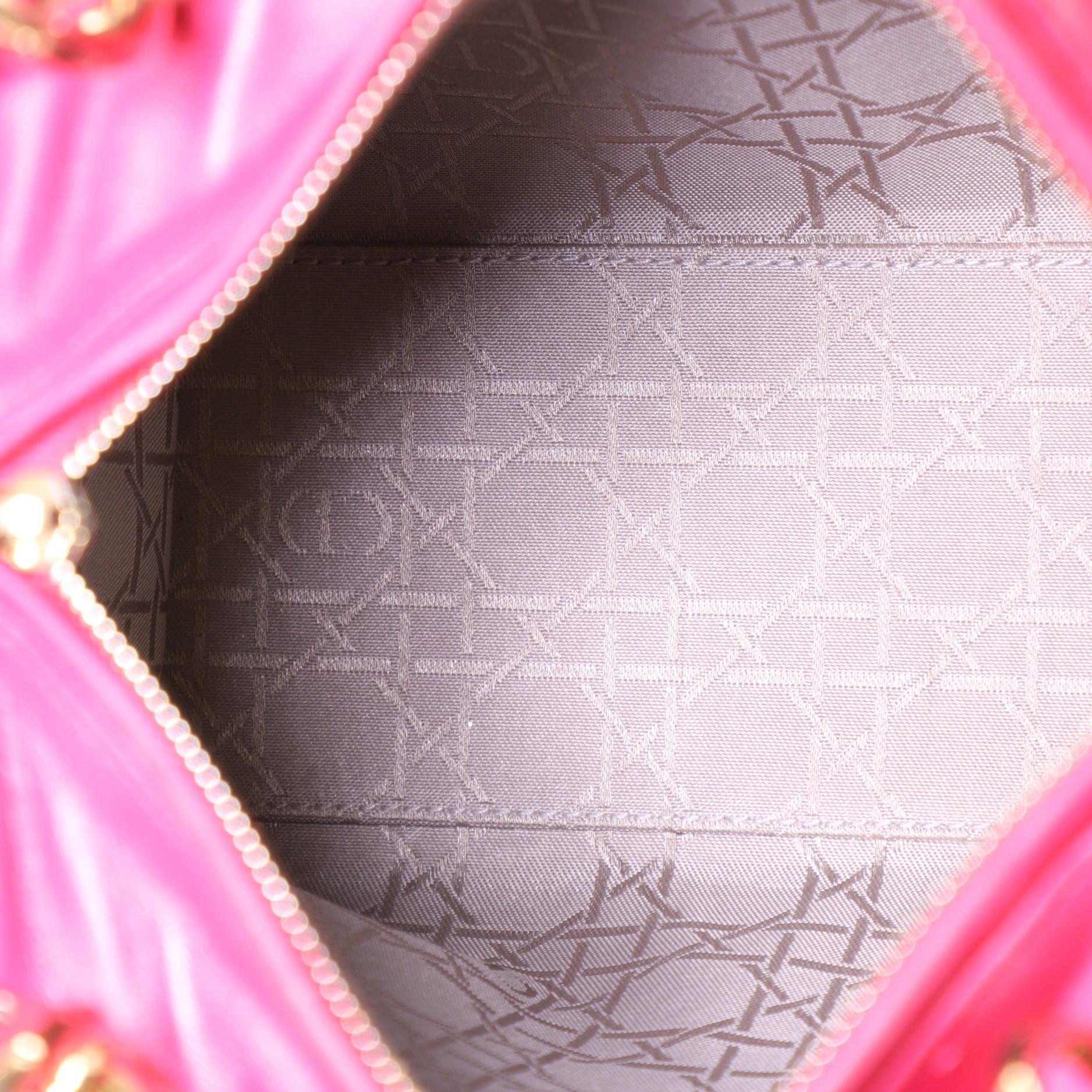 Red Christian Dior Lady Dior Bag Cannage Quilt Lambskin Medium