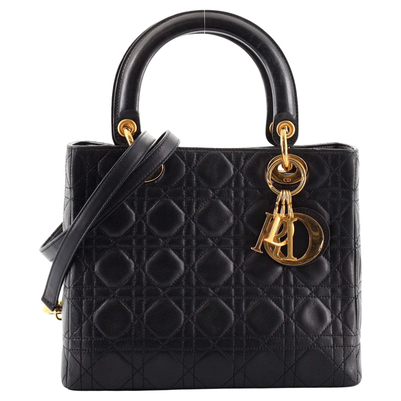 Christian Dior Lady Dior Handbag Ombre Cannage Quilt Patent Medium at