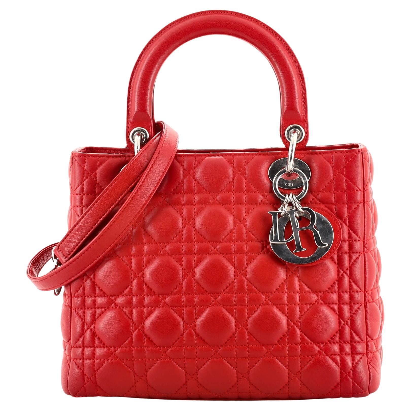 Iconic Mini Lady Dior Ravishing Red Silk Satin Evening Bag With ...