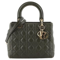 Medium Lady D-Joy Bag Sage Green Ornamental Quilted Lambskin