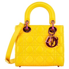 Christian Dior Lady Dior Bag Cannage Quilt Lambskin with Rainbow Hardware Small