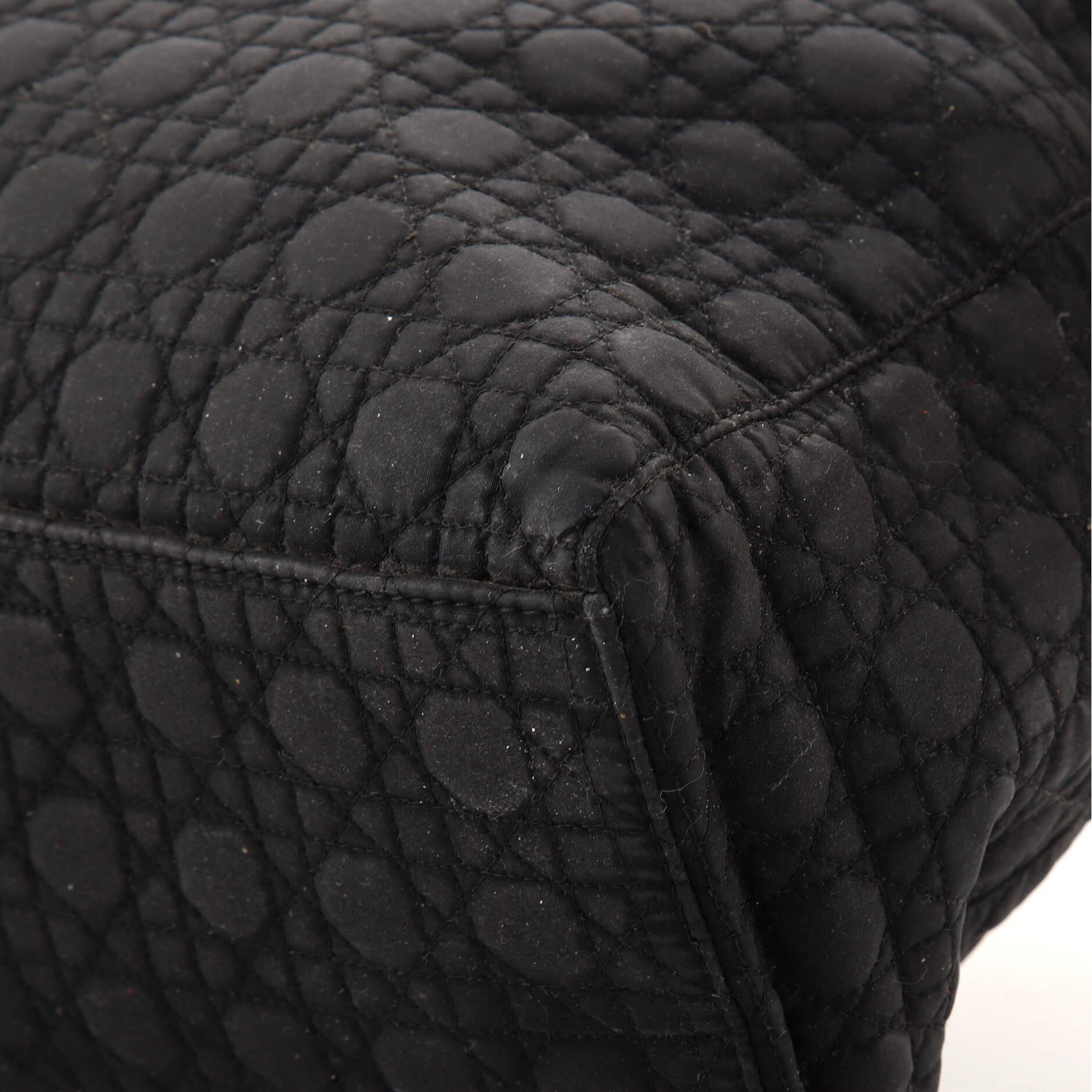 Black Christian Dior Lady Dior Bag Cannage Quilt Nylon Large