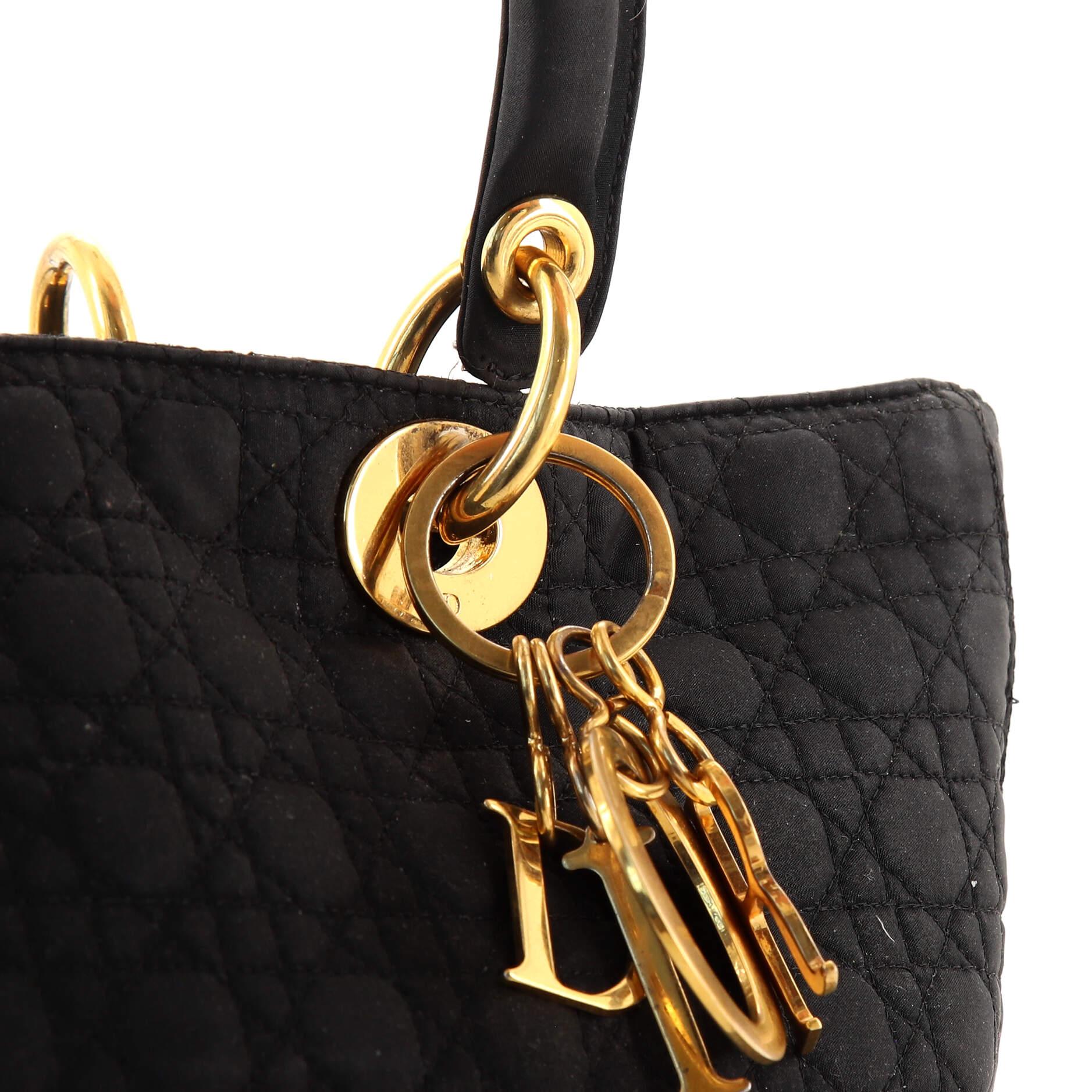 Christian Dior Lady Dior Bag Cannage Quilt Nylon Large 1