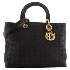 Christian Dior Lady Dior Bag Cannage Quilt Nylon Large