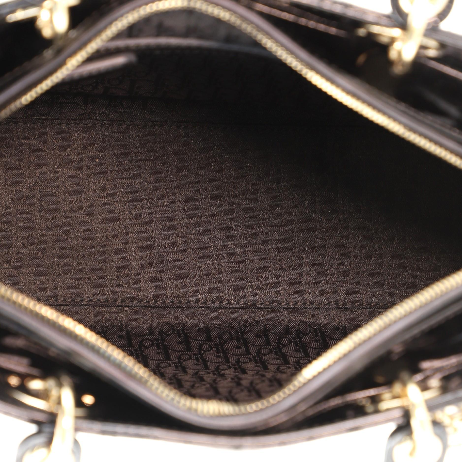 Christian Dior Lady Dior Bag Cannage Quilt Patent Large In Fair Condition In NY, NY