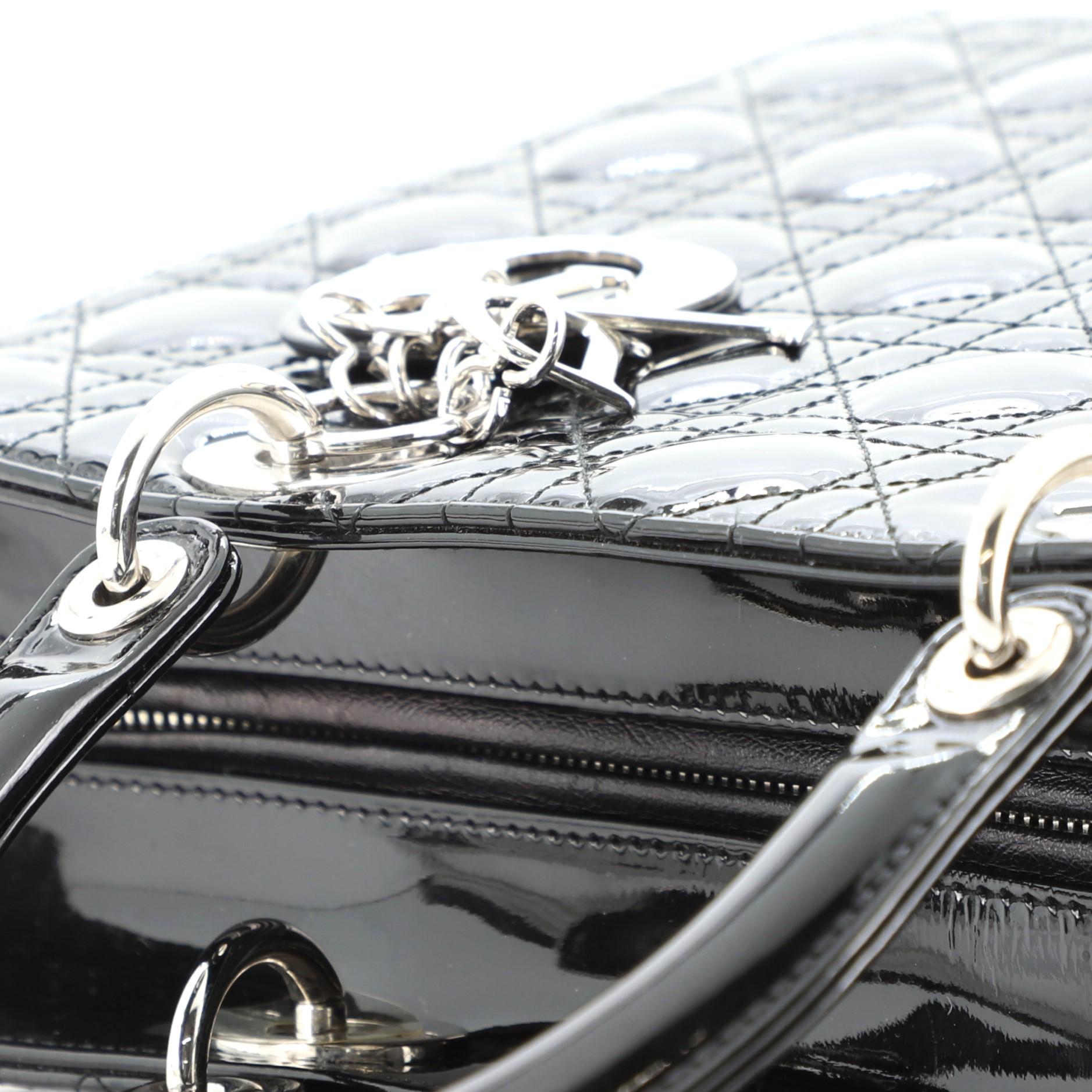 Christian Dior Lady Dior Bag Cannage Quilt Patent Large at 1stDibs