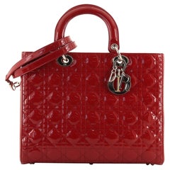 Christian Dior Lady Dior Bag Cannage Quilt Patent Large