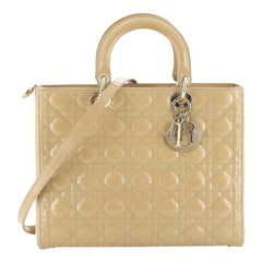 Christian Dior Lady Dior Bag Cannage Quilt Patent Large 