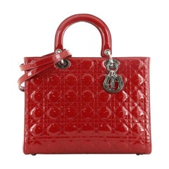 Christian Dior Lady Dior Bag Cannage Quilt Patent Large