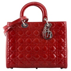 Christian Dior Lady Dior Bag Cannage Quilt Patent Large