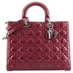 Christian Dior Lady Dior Bag Cannage Quilt Patent Large