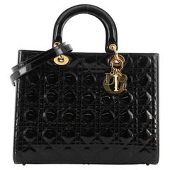 Christian Dior Sac Lady Dior Lady Dior Cannage Quilt Patent Large