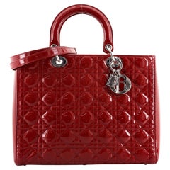 Christian Dior Lady Dior Bag Cannage Quilt Patent Large