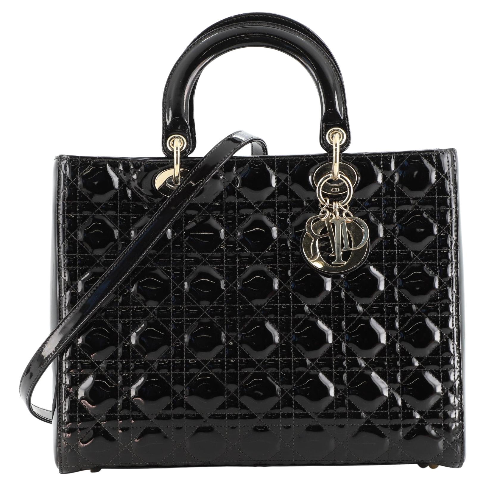 Christian Dior Lady Dior Handbag Ombre Cannage Quilt Patent Medium at