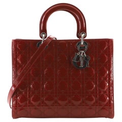 Christian Dior Lady Dior Bag Cannage Quilt Patent Large