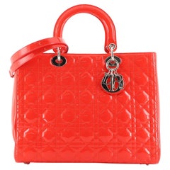 Christian Dior Lady Dior Bag Cannage Quilt Patent Large