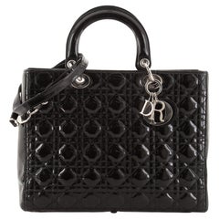 Christian Dior Lady Dior Bag Cannage Quilt Patent Large