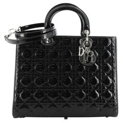 Christian Dior Lady Dior Bag Cannage Quilt Patent Large