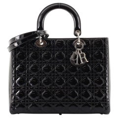 Christian Dior Lady Dior Tasche Cannage Gestepptes Lackleder Groß