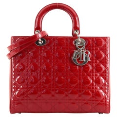 Sac Christian Dior Lady Dior cannage matelassé verni grand format