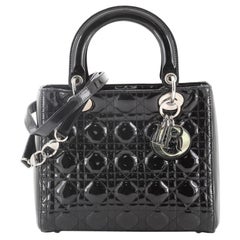 Christian Dior Lady Dior Bag Cannage Quilt Patent Medium
