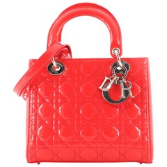 Christian Dior Lady Dior Bag Cannage Quilt Patent Medium