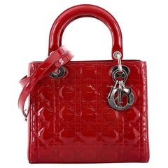 Christian Dior Lady Dior Bag Cannage Quilt Patent Medium