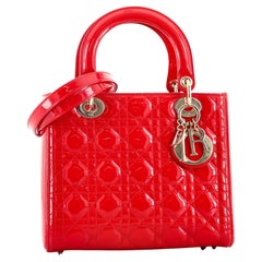 Christian Dior Lady Dior Bag Cannage Quilt Patent Medium