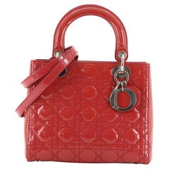 Christian Dior Lady Dior Bag Cannage Quilt Patent Medium