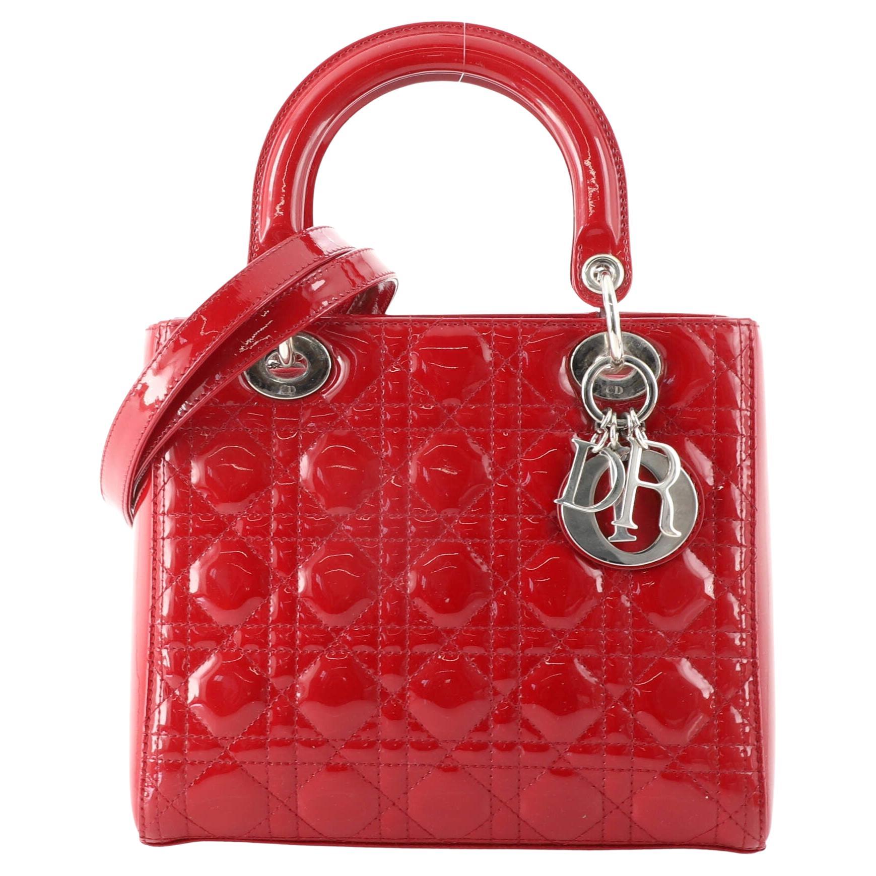 Dior Coral Red Cannage Leather Miss Dior Medium Flap Bag at 1stDibs