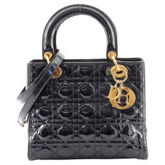 Christian Dior  Lady Dior Bag Cannage Quilt Patent Medium