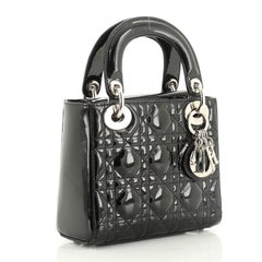 Christian Dior Lady Dior Tasche Cannage aus gestepptem Lack Mini