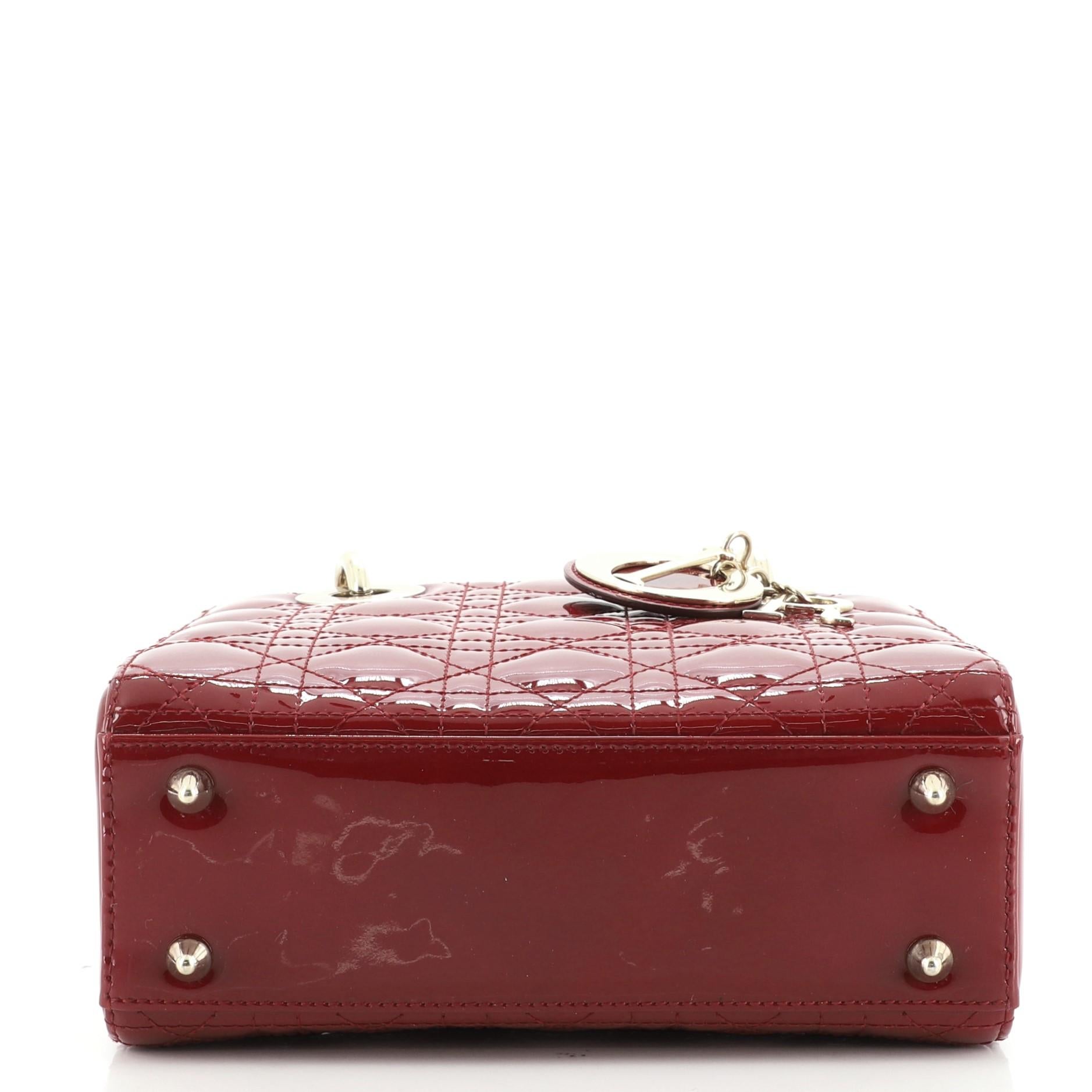 Christian Dior Lady Dior Bag Cannage Quilt Patent Small In Good Condition In NY, NY