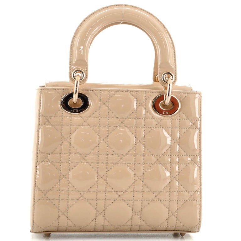 Christian Dior Lady Dior Bag Cannage Quilt Patent Small For Sale at 1stDibs