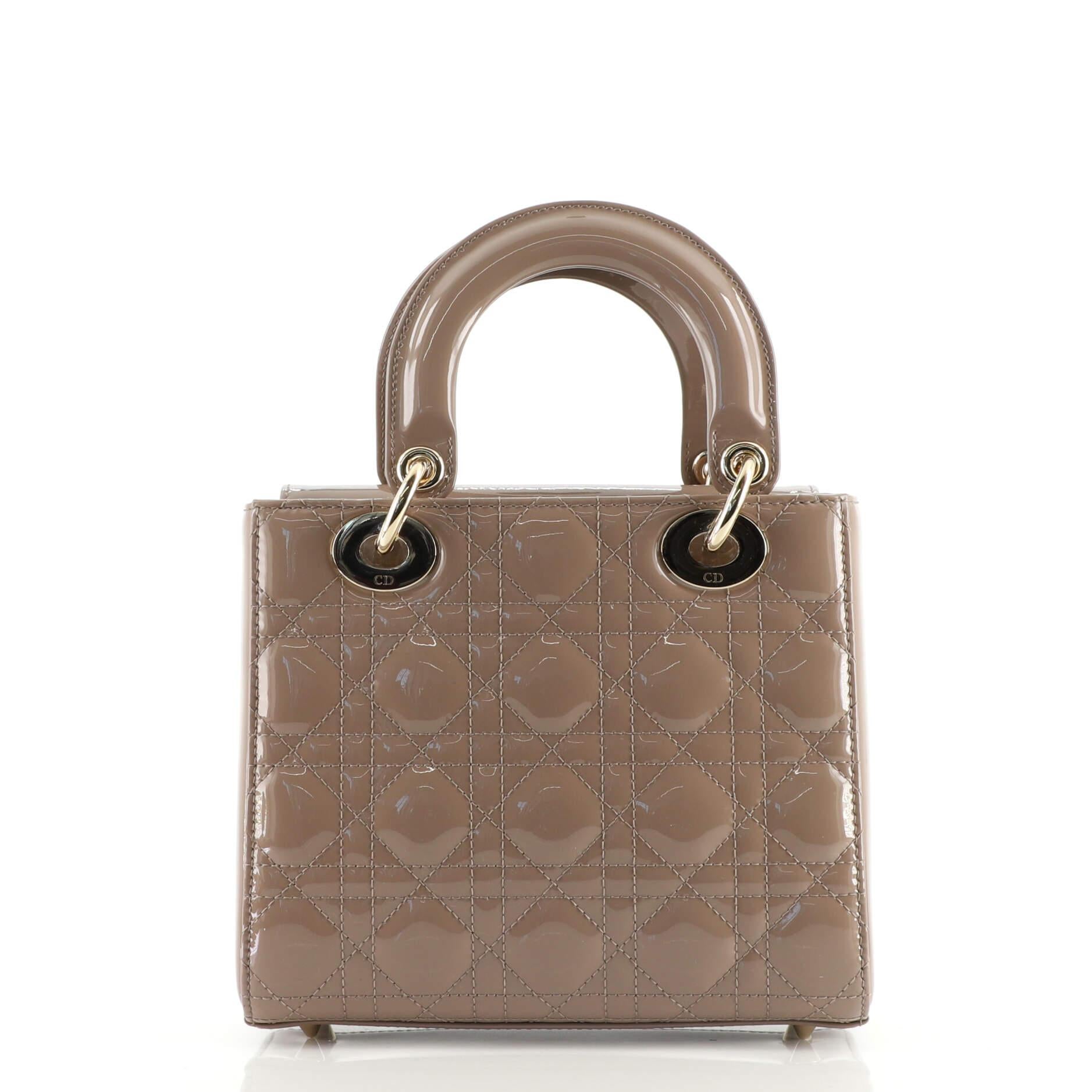 Christian Dior Lady Dior Bag Cannage Quilt Patent Small In Good Condition In NY, NY