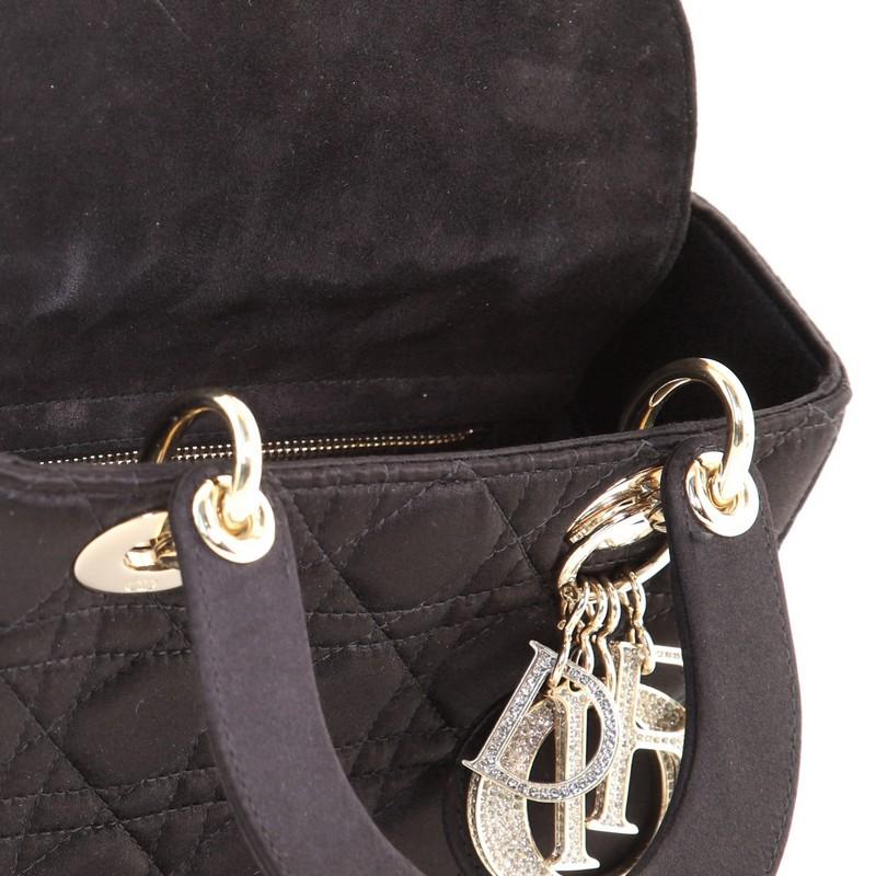 Christian Dior Lady Dior Tasche Cannage Quilt Satin mit Kristallanhängern Mini 1