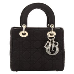 Christian Dior Lady Dior Bag Cannage Quilt Satin with Crystal Charms Mini