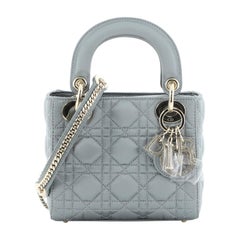 Christian Dior Lady Dior Bag Cannage Quilt Satin with Crystal Charms Mini