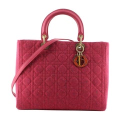 Christian Dior Lady Dior Bag Cannage Quilt Tweed Large