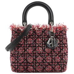 Christian Dior Lady Dior Bag Cannage Quilt Tweed with Leather Medium