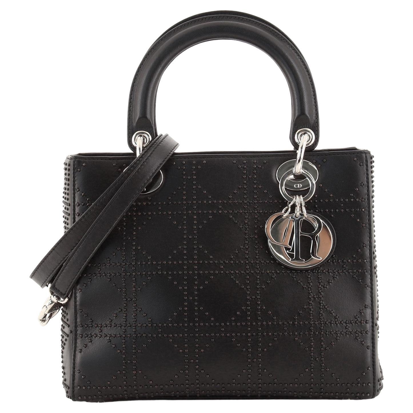 Christian Dior Lady Dior Bag Cannage Studded Lambskin Medium