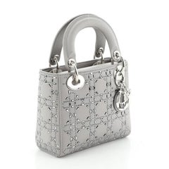 Christian Dior Lady Dior Bag Crystal Embellished Cannage Quilt Satin Mini
