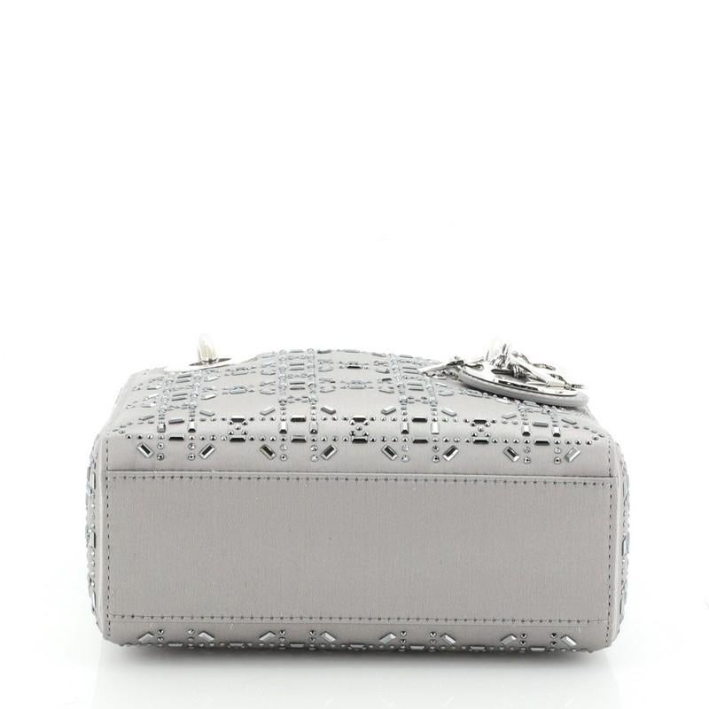 Mini sac Christian Dior Lady Dior cannage matelassé en satin orné de cristaux Bon état à NY, NY