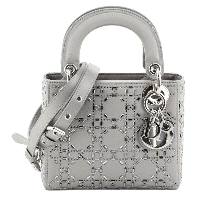 Christian Dior Lady Dior Bag Crystal Embellished Cannage Quilt Satin Mini