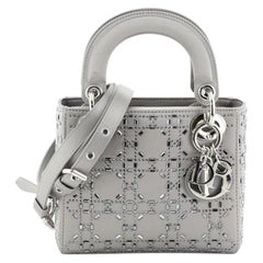 Mini sac Christian Dior Lady Dior cannage matelassé en satin orné de cristaux