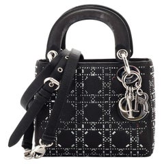 Christian Dior Lady Dior Tasche Crystal verschönert Cannage gesteppt Satin Mini
