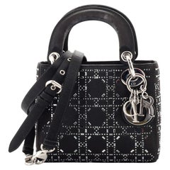 Christian Dior Lady Dior Bag Crystal Embellished Cannage Quilt Satin Mini