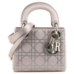 Mini sac Christian Dior Lady Dior cannage matelassé en satin clouté de cristaux