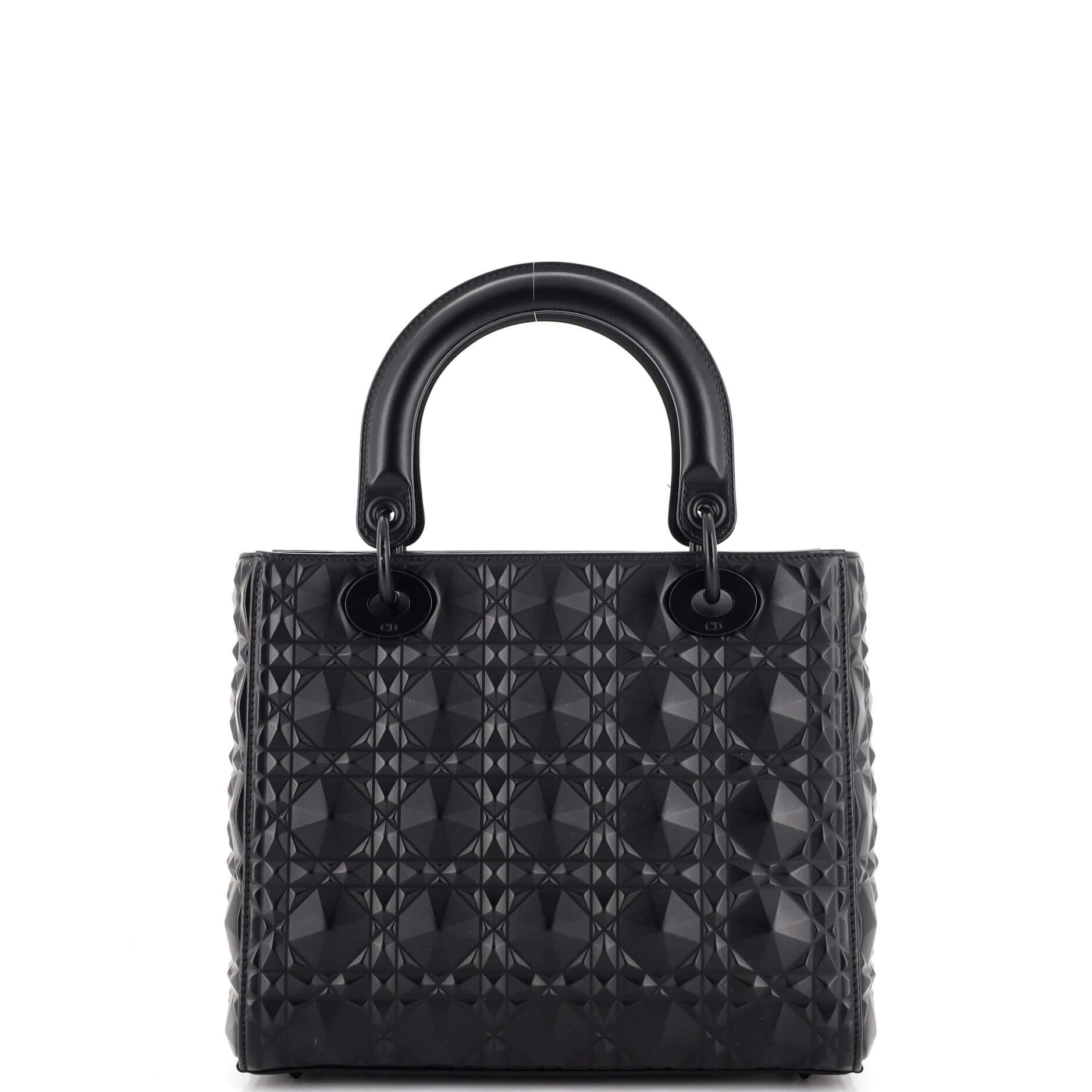 Christian Dior Lady Dior Bag Diamond Motif Cannage Calfskin Medium In Good Condition In NY, NY