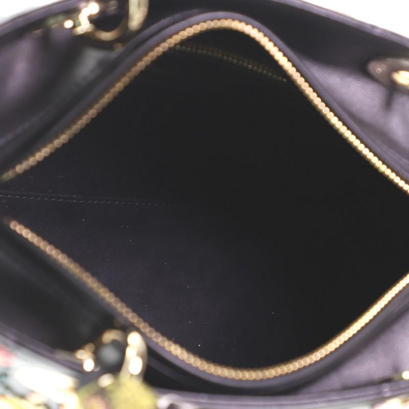 Black Christian Dior Lady Dior Bag Floral Beaded Leather Medium